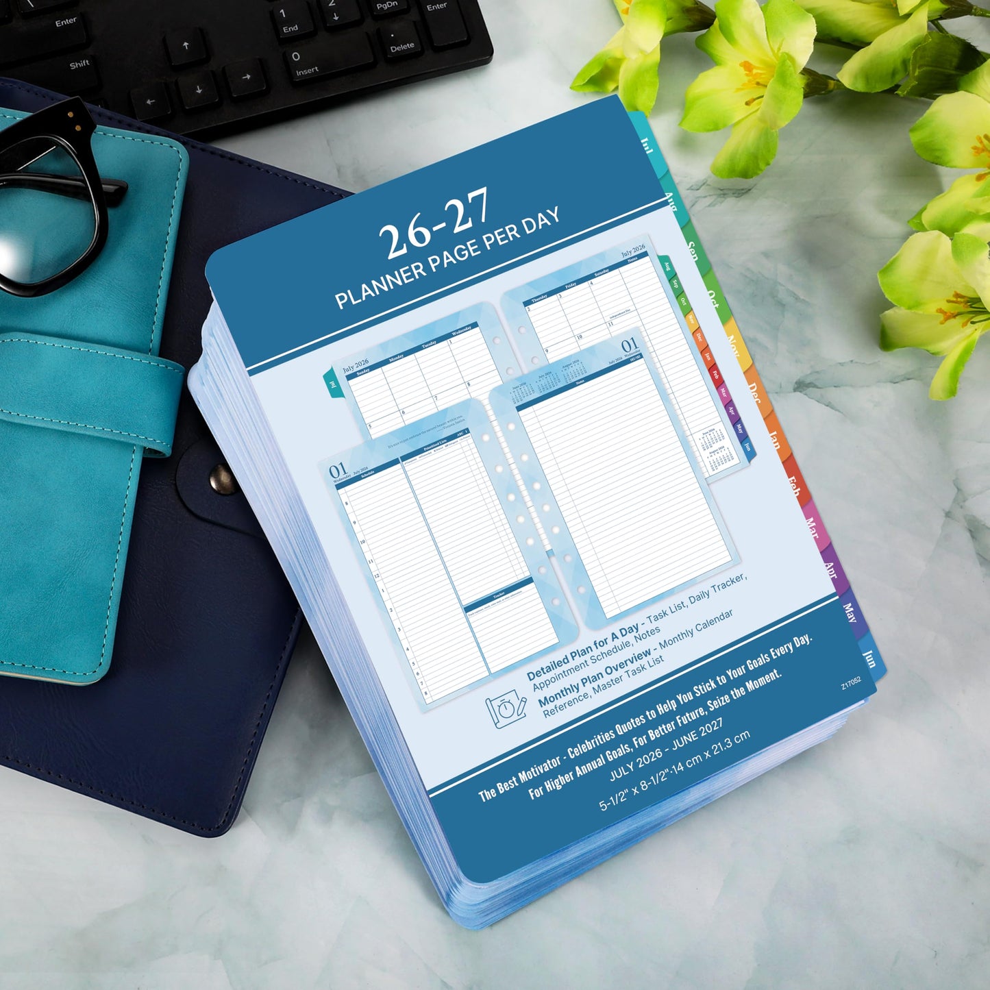 2026-2027 Planner Refills β Jul 2026 - Jun 2027, Two Pages Per Day Daily οΌ Monthly Planner 2026-2027, 5.5" x 8.4" Ring-Bound Organizer, Tabs, Quotes, Prioritized Task, Daily Tracker/Notes, Appointment Schedule