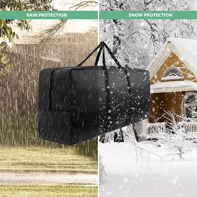 Cushion Storage Bag 420D Waterproof 68" Rectangular Outdoor Patio Cushion Storage Bags — Outdoor Cushions Storage Bag with Zipper and Handles Extra Large Storage Bags 68" L x 29" H x 20" W Black