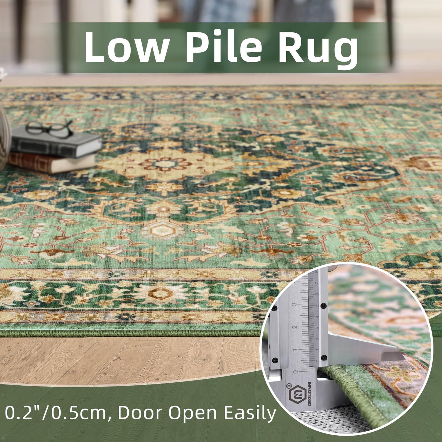 Green Area Rug Entryway Rugs for Bedroom Bathroom Kitchen - 2x3 Small Soft Rugs Low Pile Keep Off Rug Carpet Washable Rug Oriental Indoor Boho Area Rug Cute 2x3ft