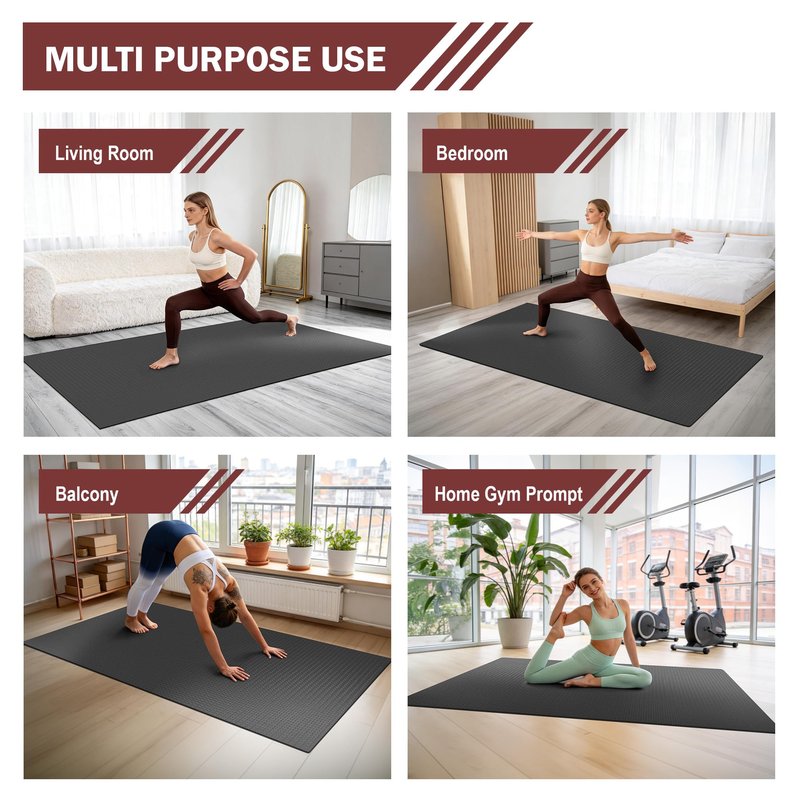 Stepwaver Extra Large Exercise Mat, 8'x5' (6mm) Thick Workout Mat for Home Gym & Garage Flooring, Shoe-Friendly, Non-Slip, Ultra Durable, Thick Large Workout Mats for Home Workouts