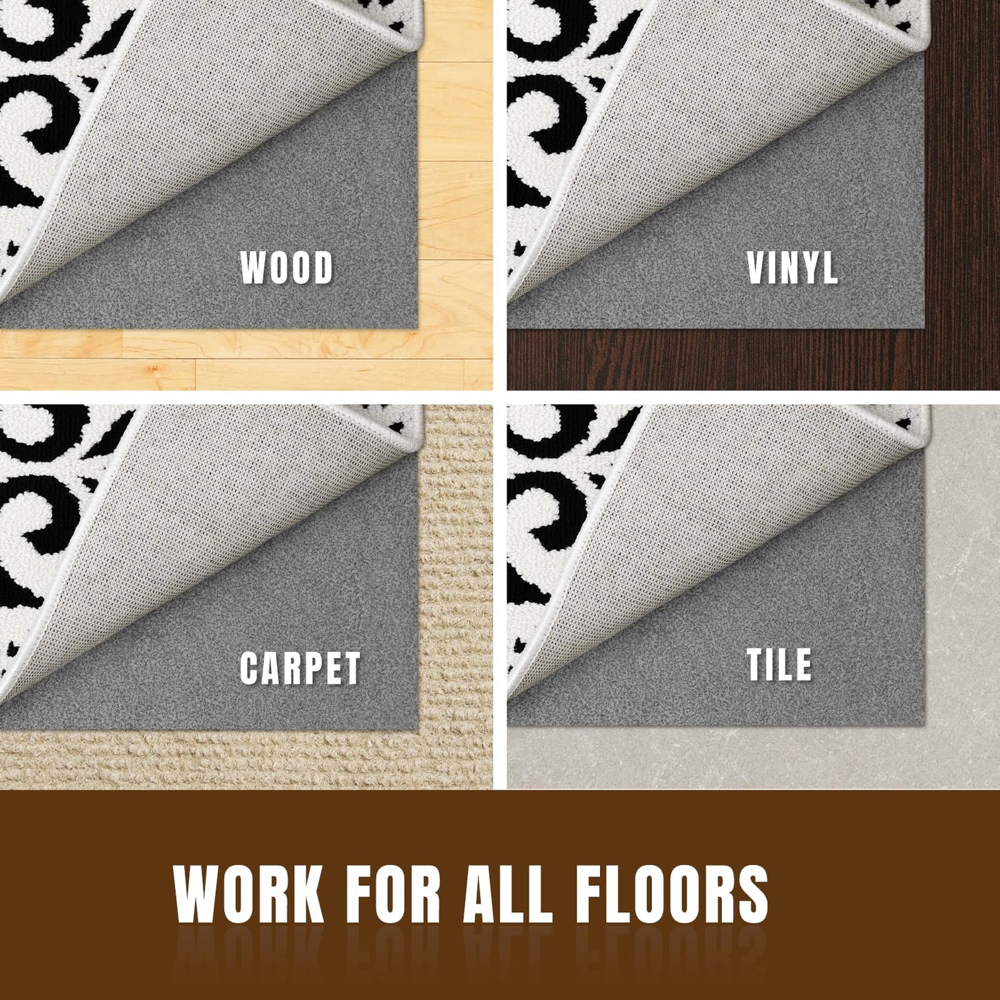 LINLA Non Slip Rug Pad, 5' x 7', 1/8" Thick Felt and Rubber Protective Padding - Low Profile Cushion and Rug Gripper for Hardwood Floors