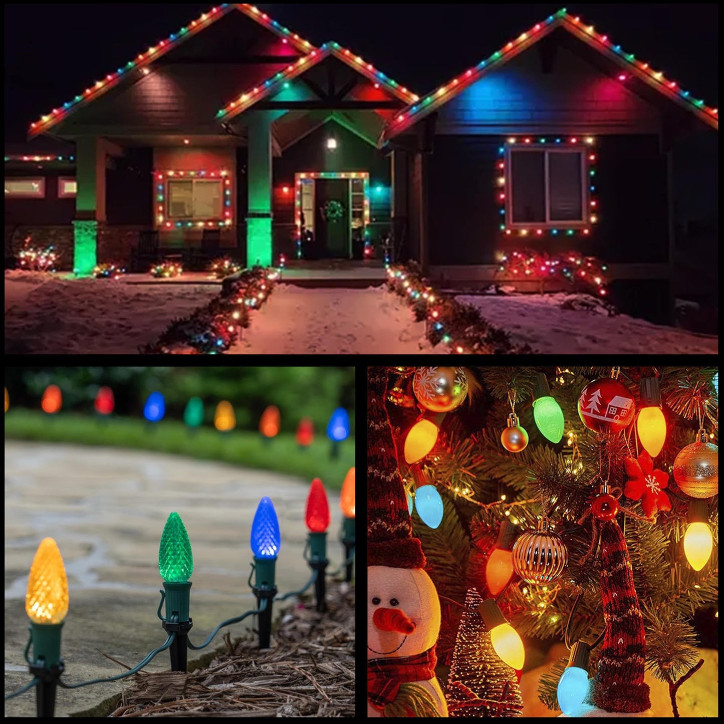 YULETIME Pink C6 Strawberry LED Christmas Lights, 33 ft 100 Count 4" Spacing One-Piece High Waterproof UL Certified String Light (Pink)