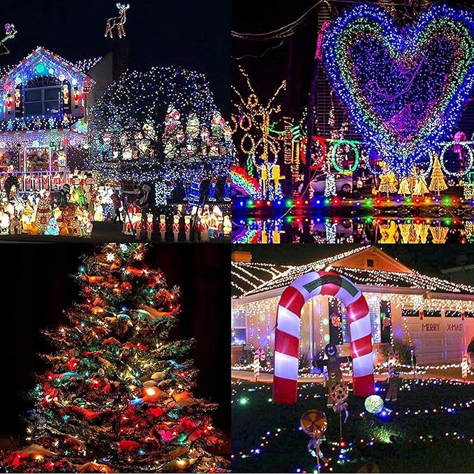 JMEXSUSS 200 LED Christmas String Lights Outdoor Waterproof, 66ft Color Changing String Lights Plug in, Cool White & Multicolor Christmas Lights for Trees Yard Wedding Xmas Party Decorations