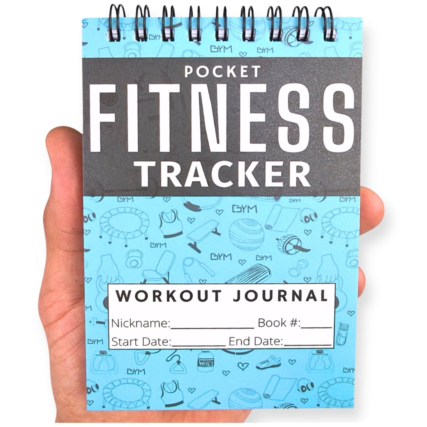 Field Equipt Gym Workout Journal & Fitness Tracker 4 Pack, Handheld Workout Log Book for Women & Men - Ideal for Weightlifting, Cardio, Athletes & Coaches On the Go (Blue)