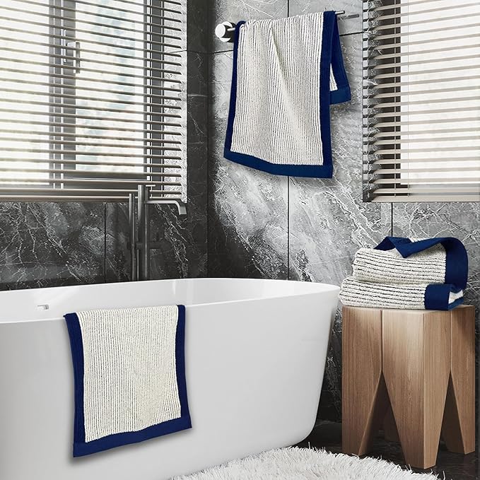 Cleanbear Hand Towels for Bathroom Set of 4, Jacquard Weave Bath Hand Towels
