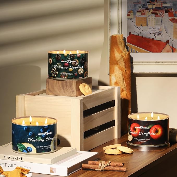 Over 50 Hours Jar Candle - 4-Wick Long-Lasting Scented Candles, 18oz Natural Soy Wax Candle for Home, Candle Gifts for Women & Men, Holiday Cookies