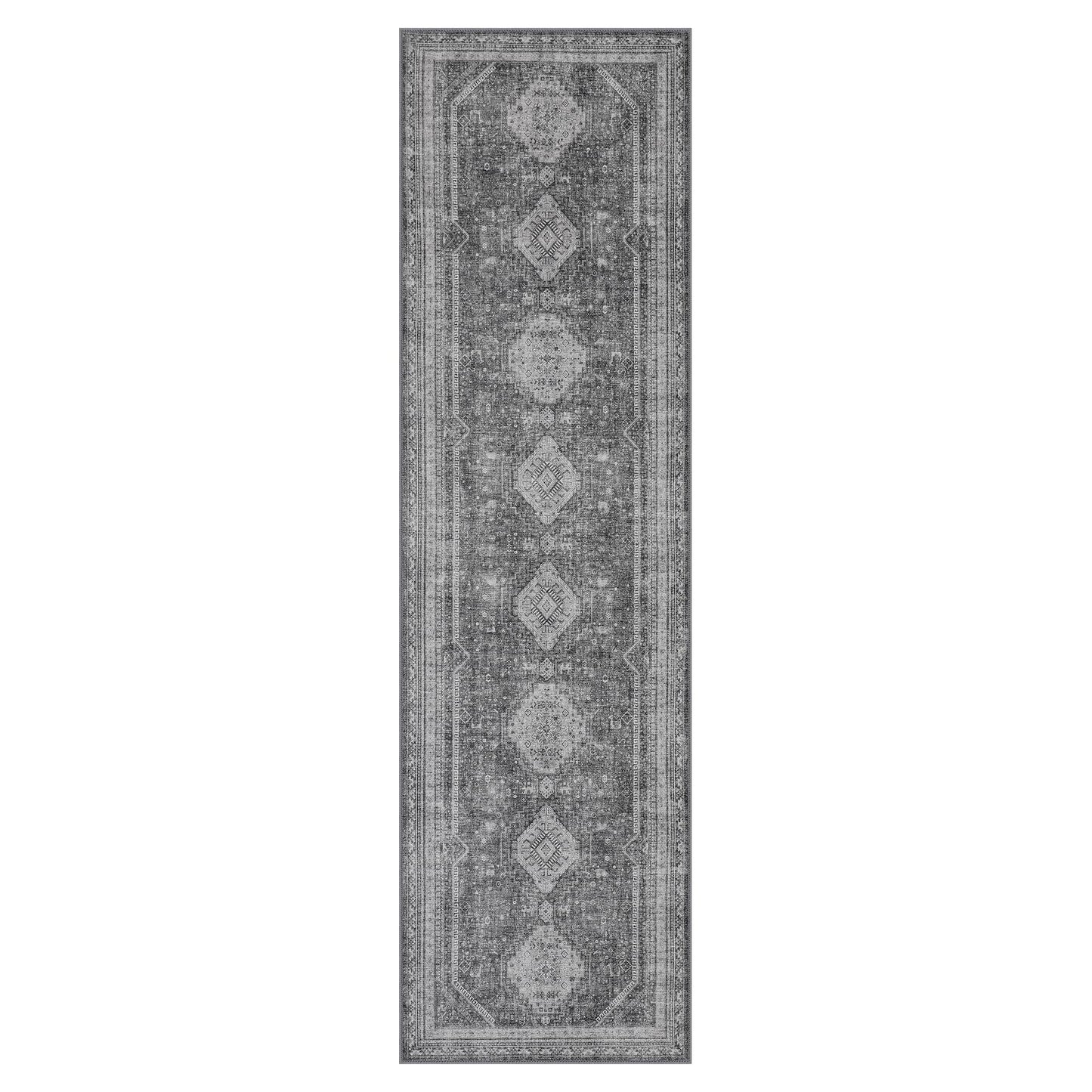 GENIMO 2x5 Non Slip Hallway Runner Rug, Machine Washable, Thin & Low Pile Lightweight for Kitchen, Laundry, Entryway, Bedroom & Living Room, Gray