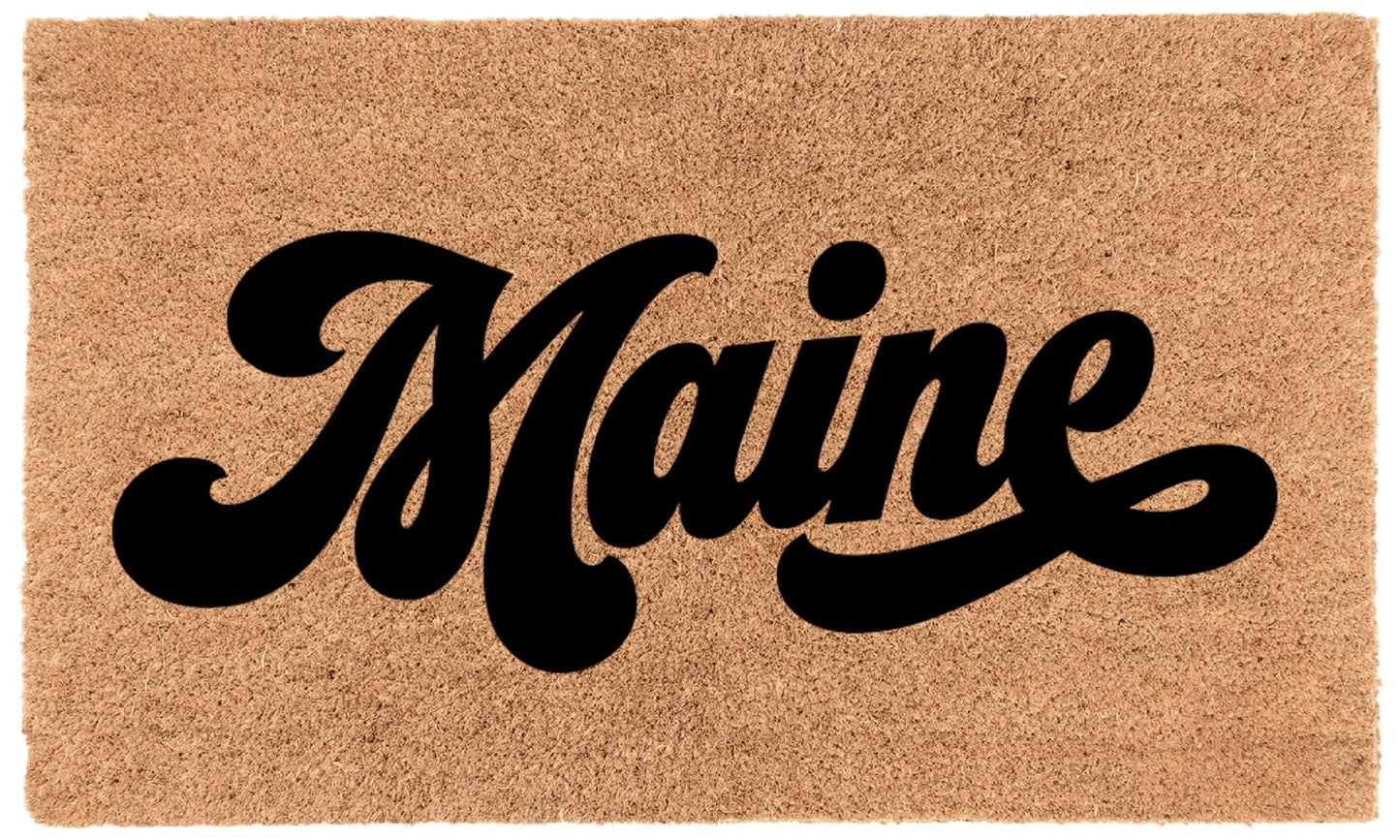 COCO MATS 'N MORE USA States Coir Doormat – Durable Natural Fiber Welcome Mat Outdoor for Every State Design, Stylish Front Door Mat, Heavy Duty Outdoor Doormat for Entryway| Maine| 14" X 22"
