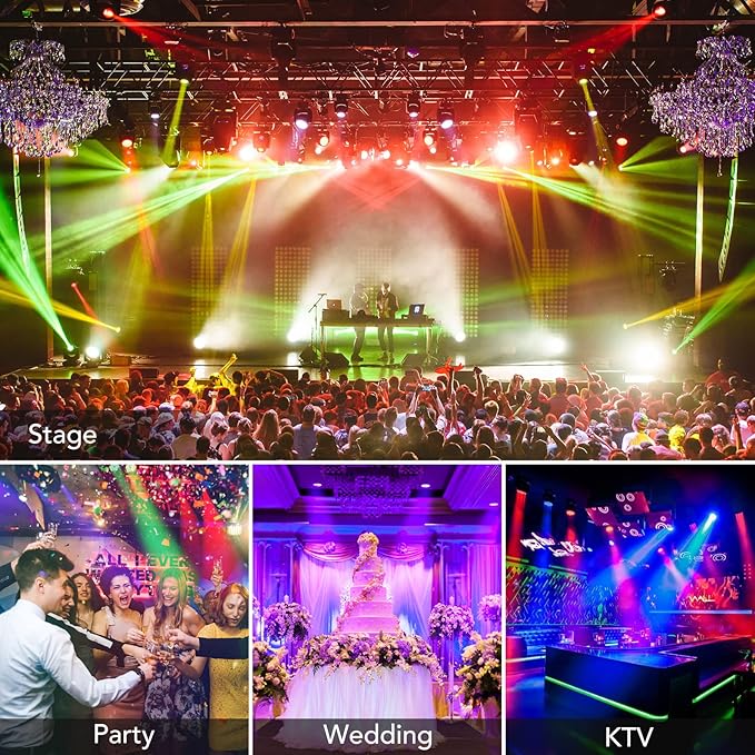 Dj Lights, 8 Pack 36 LED Par Lights Stage Lights with Sound Activated Remote Control & DMX Control, Stage Lighting Uplights for Wedding Club Music Show Christmas Holiday Party Lighting