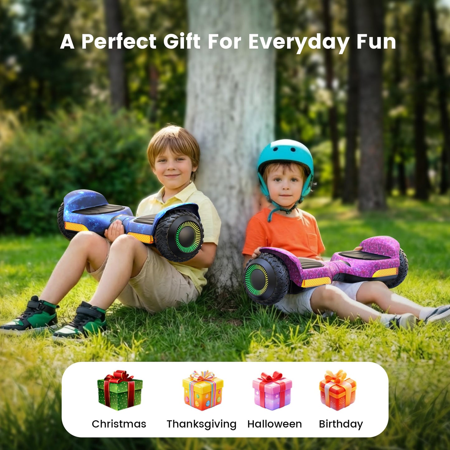 Gyroor Self Balancing Scooter New G13 All Terrain Balancing Scooter with LED Lights, Self Balancing Off Road with Bluetooth for Kids ages 6-12 and Adults-Galaxy Purple