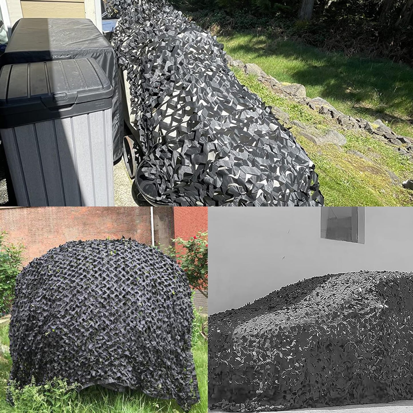 Yeacool Light Weight Camo Netting for Hunting Blind Burlap Camouflage Netting for Party Decor Outdoor Camping Deer Duck Tree Stand Car Cover (Black, 32.8ftx4.9ft, 10m*1.5m)