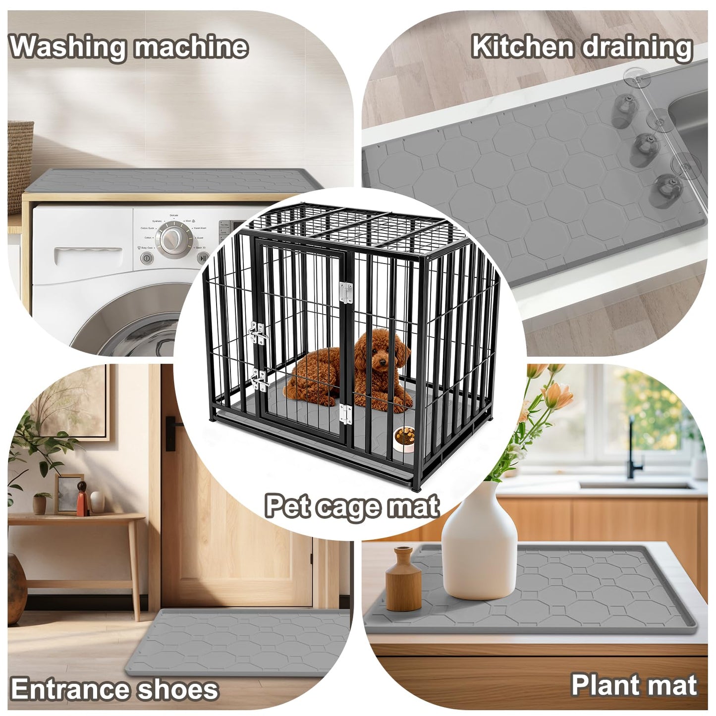 Extra Large Cat Litter Mat, Waterproof Silicone Cat Litter Box Mat, Non-Slip Kitty Litter Trapping Mat for Cat Litter Box, Urine Proof Pet Feeding Mat for Floors, Easy Clean, 38 x 26 Inch