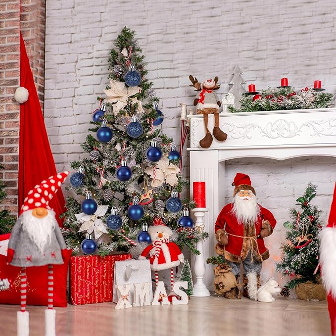 30ct Christmas Ball Ornaments, 3.15" Shatterproof Halloween Tree Decorations, Perfect Hanging Ball for Indoor/Outdoor Holiday Party Decor (Dark Blue)