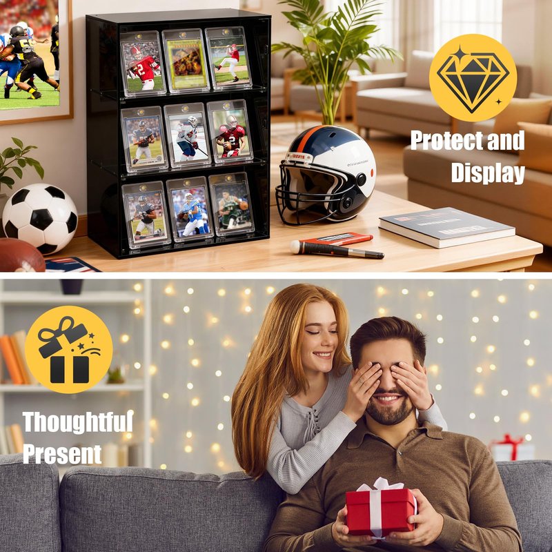 Superlong 75pt Magnetic Card Holder, 25ct Sports One Touch Card Holders with U-V Protection, Hard Plastic Trading Magnetic Case with 2 Strong Magnets for Baseball Game Collector Display Storage