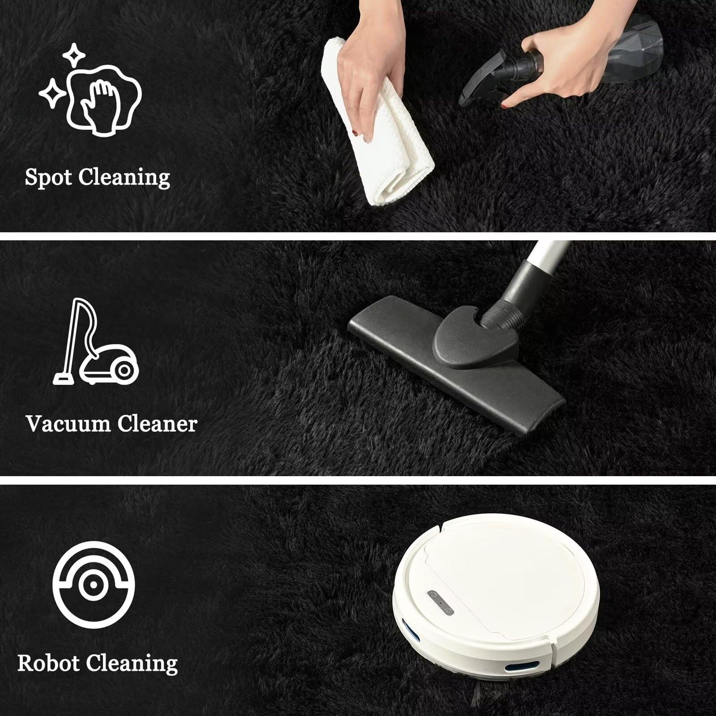 junovo 2x3 Small Washable Rug, Black Soft Non Slip Throw Carpet, Fluffy Shaggy Entryway Rugs for Bedroom Nursery, Indoor Inside Front Entrance Floor Mat for Home Decor Aesthetic