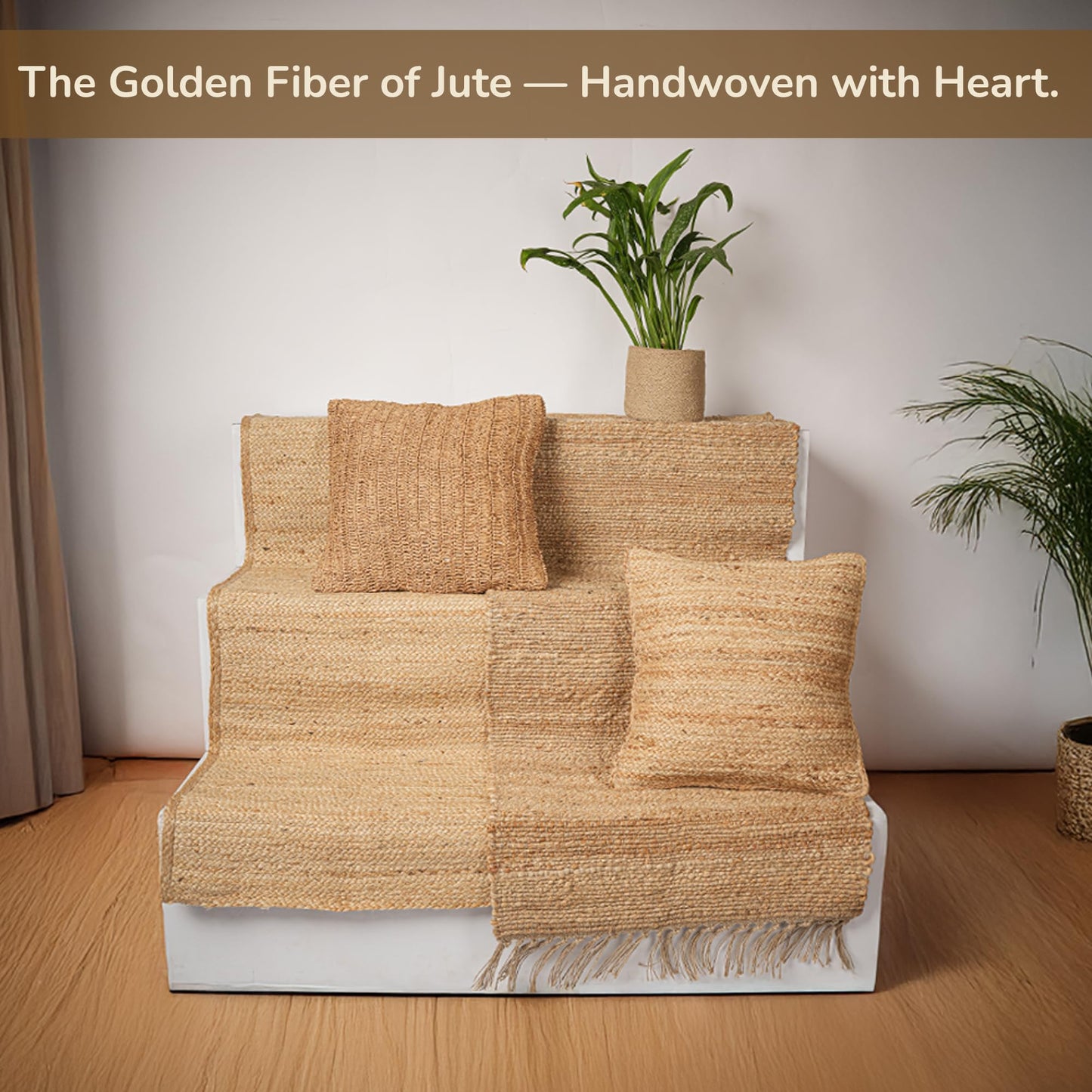 Eco Living Jute Runner Rug 2x5, Handwoven Braided Jute Kitchen Runner Floor Carpet, Natural Jute Area Rug, Runners for Hallways, Kitchen, Entryway,Bedroom, Farmhouse Boho Indoor Outdoor Rug