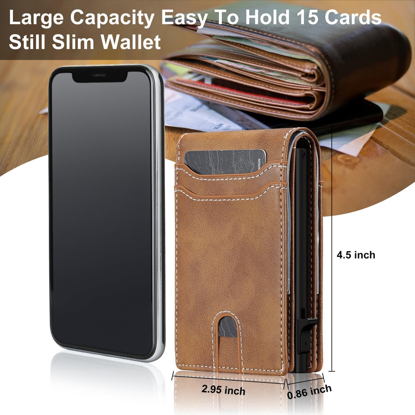 furid Card Wallet For Men Slim: Smart Rfid Minimalist Front Pocket Pop Up Wallet with ID Window - Gifts for Husband Father at Birthday Anniversary