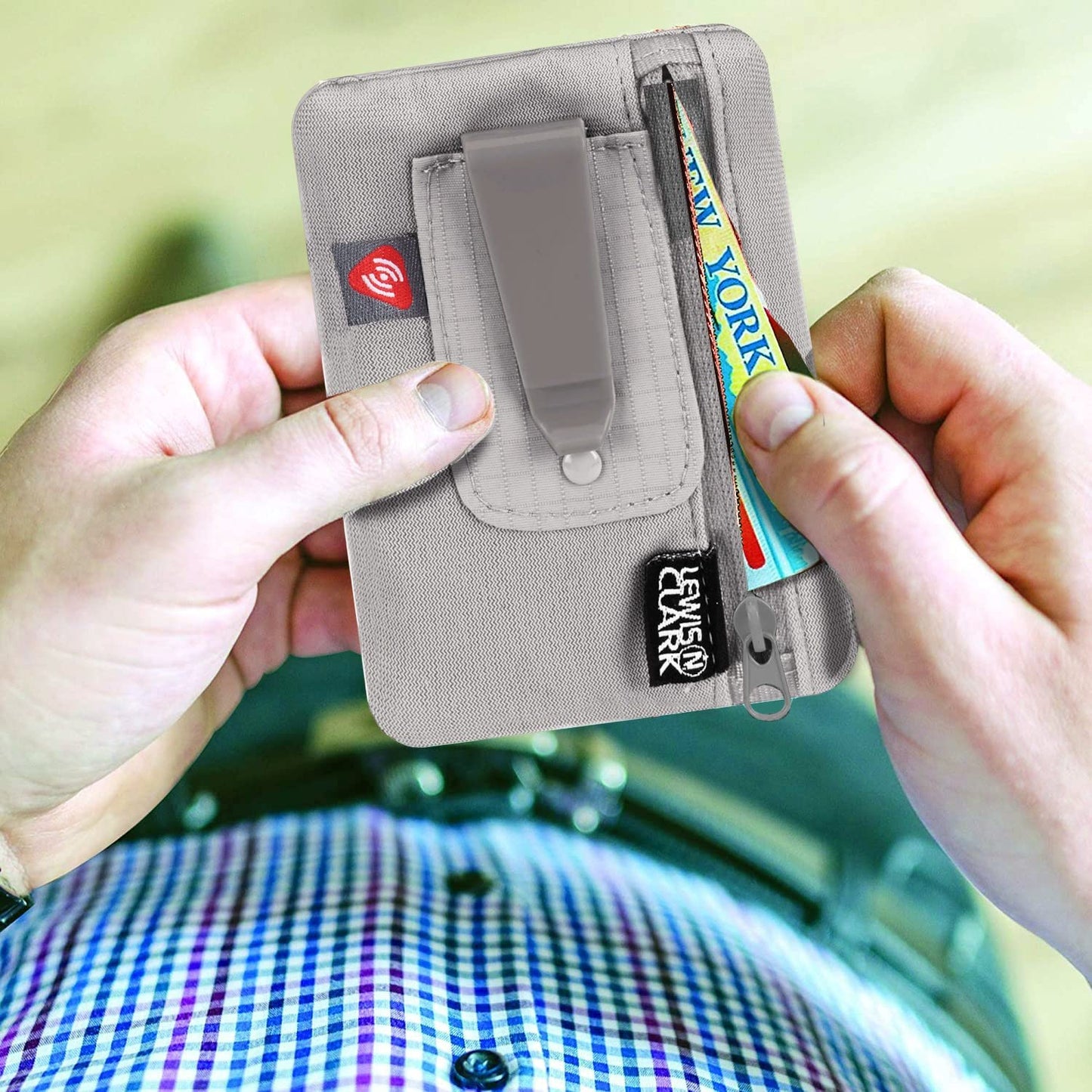 Lewis N. Clark RFID Hidden Clip Stash Money Belt Travel Pouch + Credit Card/Id Holder for Women & Men, Clay, One Size
