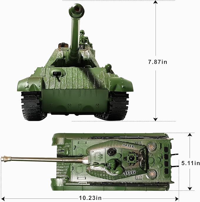 RC Tank Remote Control WW2 German King Tiger Army Tank Toys 1:28 Scale 9 Channels RC Military Vehicles for Kids BoysGirls Best Ages 6 7 8 9 10