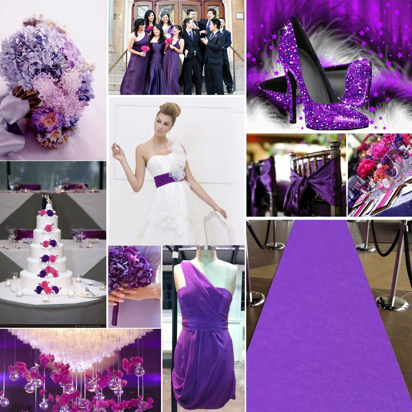 EZLucky Purple Carpet Runner for Party, 2.6X15ft, 130GSM Felt Non-Woven with Double-Sided No Traces Adhesive Sticke, Aisle Runner for Wedding, Movie Theme Party Decos, Pink Runway Rug for Prom