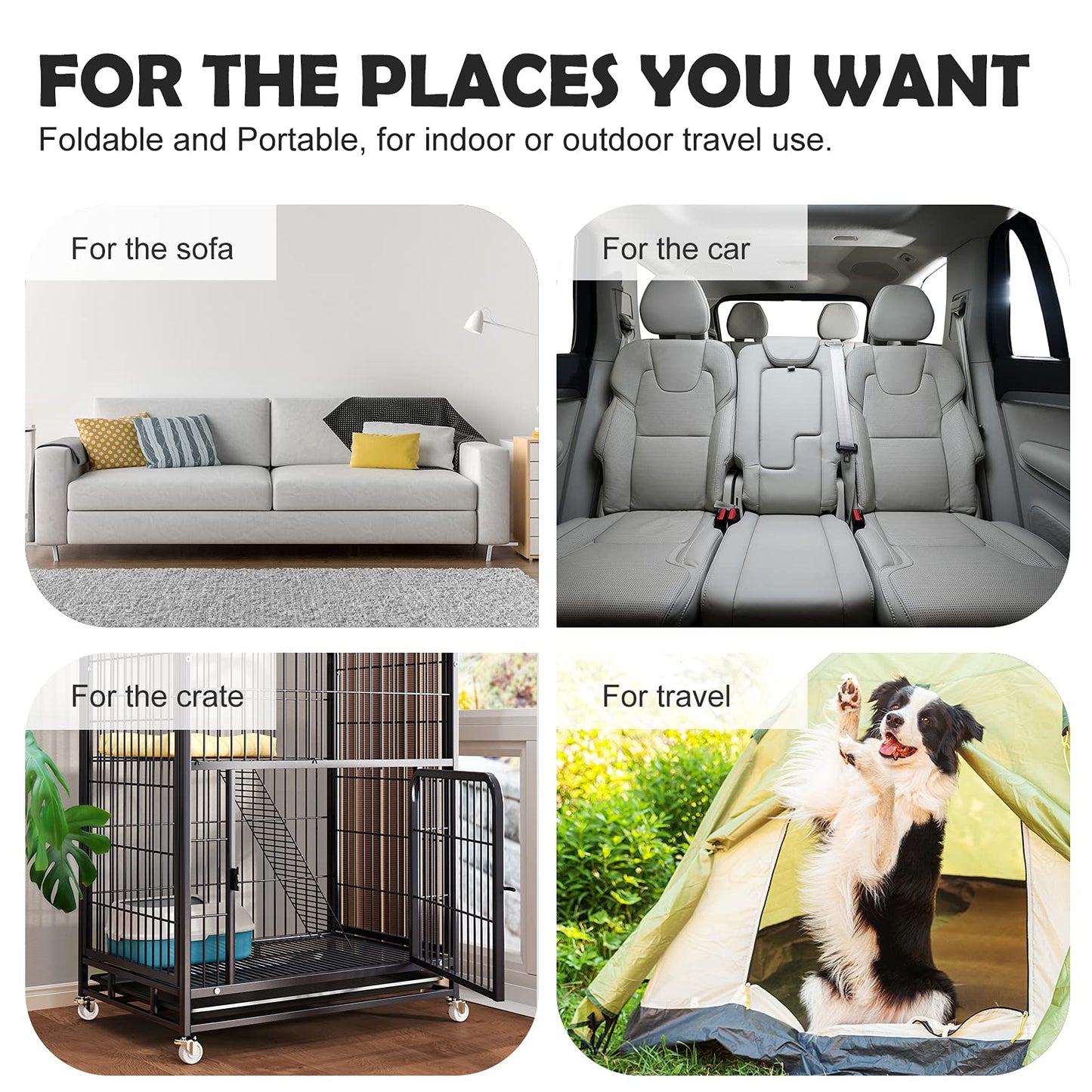 JoicyCo Dog Bed Soft Dog Crate Bed Pad Mat, 42 in Non Slip Bottom Washable Beds for Large Dogs, Pet Bed Mattress Kennel Pad, Dark Blue Gray