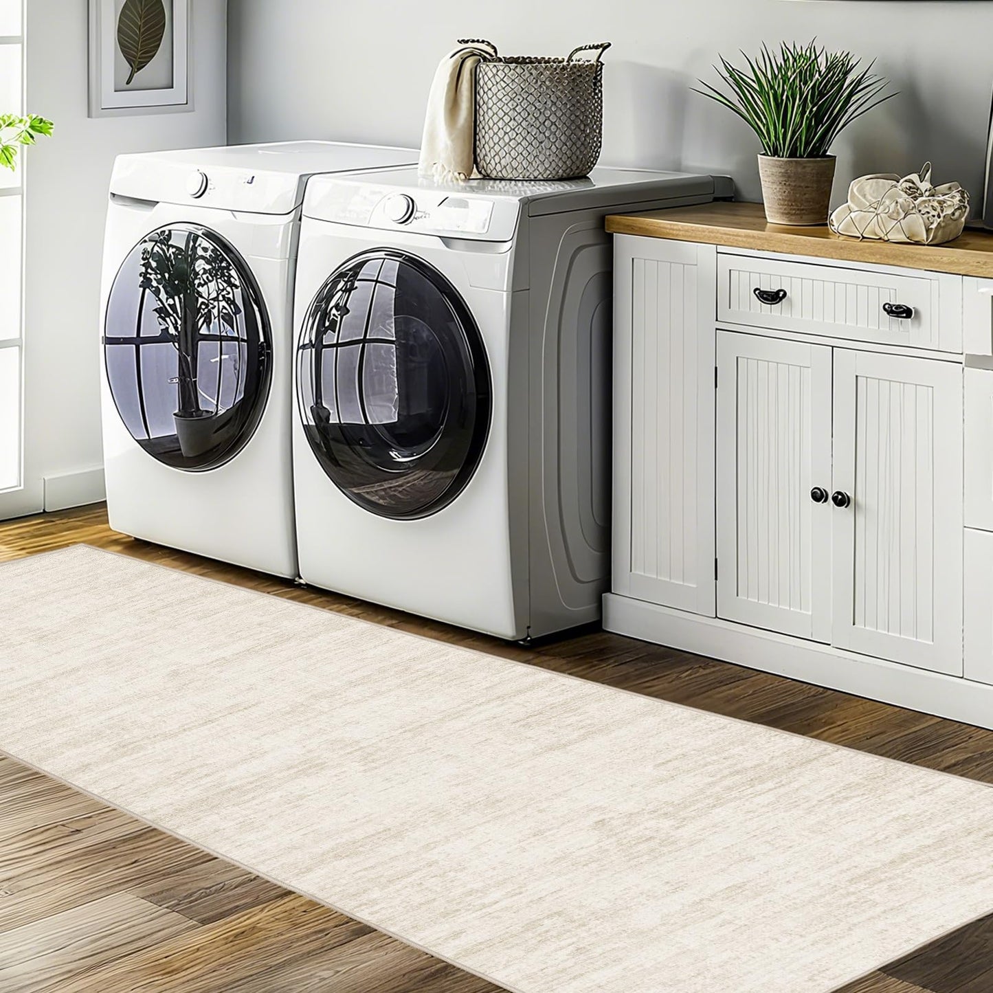 Runners for Hallways 2x8 Kitchen Runner Rugs,Modern Abstract Rug Runners for Entryway,Stain Resistant Washable Runner Rug Non-Slip 8ft Carpet Rug for Bedroom Living Laundry Room(Beige,2'x8')