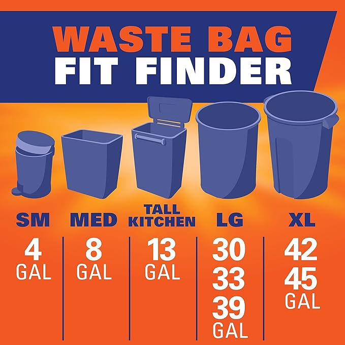Hefty Ultra Strong 30 Gallon Trash Bags, Large Trash Bags, Break Resistant