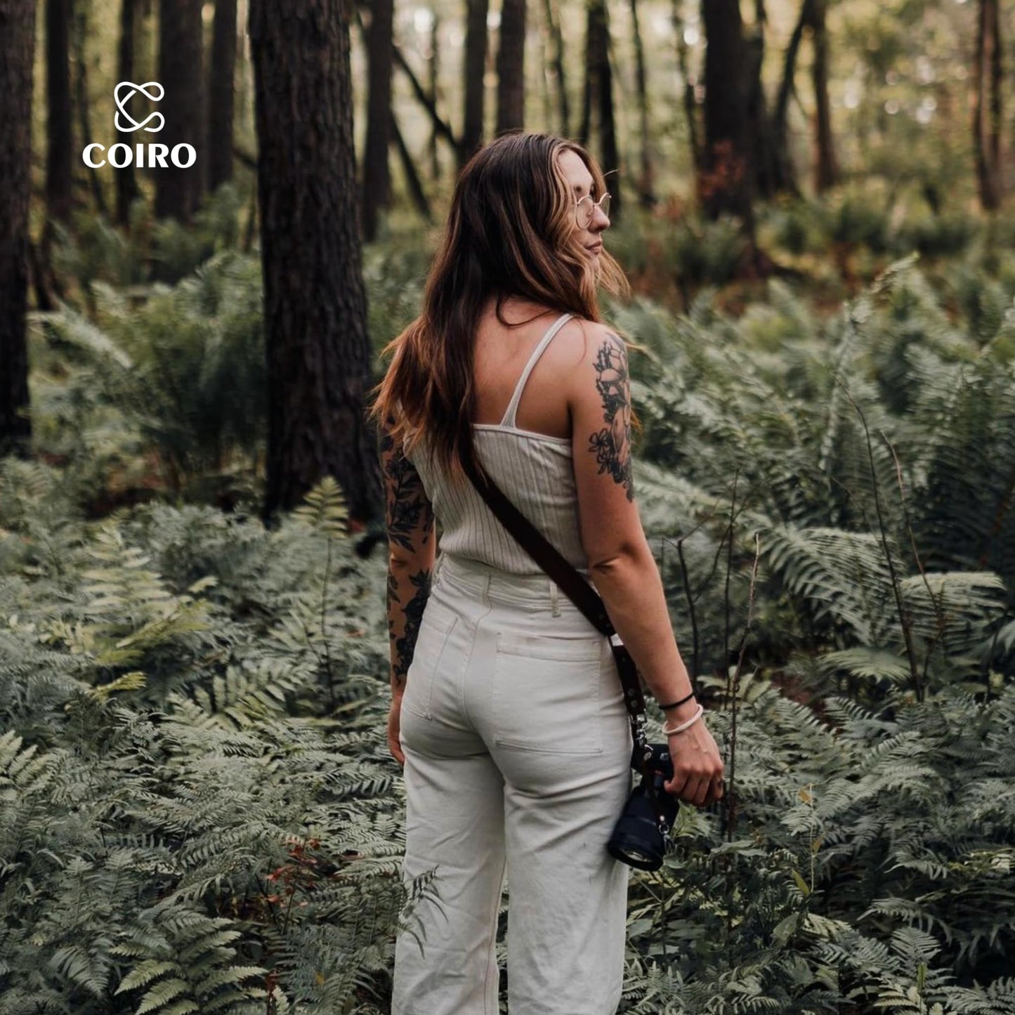 C Coiro Leather Camera Strap for One Camera - Professional Single Leather Harness Shoulder Strap Quick Release Gear DSLR/SLR, Camera Accessories for Photography, Brown