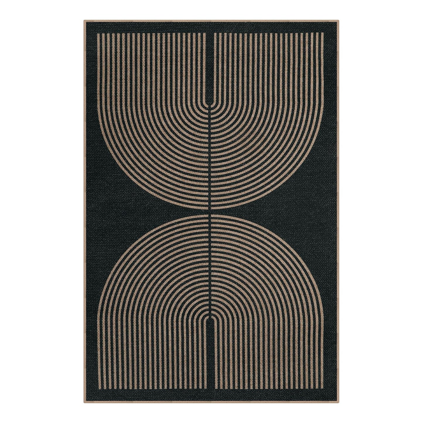 Lahome Modern Rainbow Easy Jute 4x6 Rug, Outdoor Patio Rug for Living Room Washable Black Carpet for Bedroom, Contemporary Non Slip Non Shedding Floor Carpet for Office Backyard