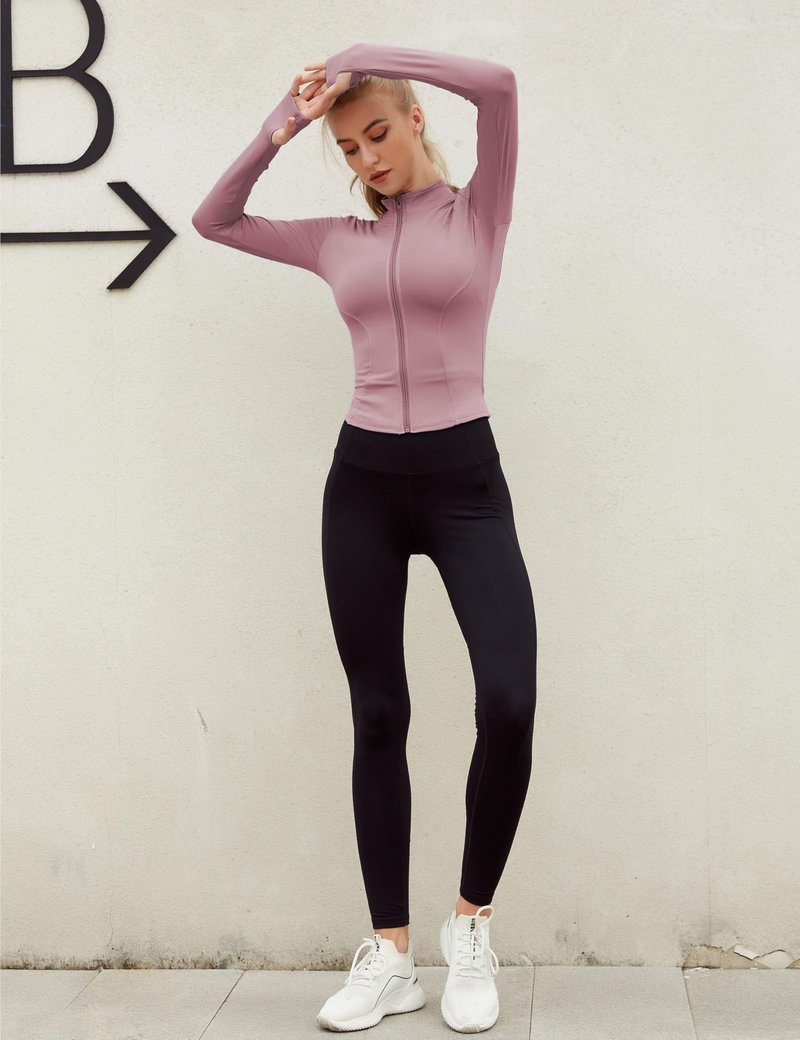 Lviefent Womens Lightweight Full Zip Running Track Jacket Workout Slim Fit Yoga Sportwear with Thumb Holes (Brick Red, X-Large)
