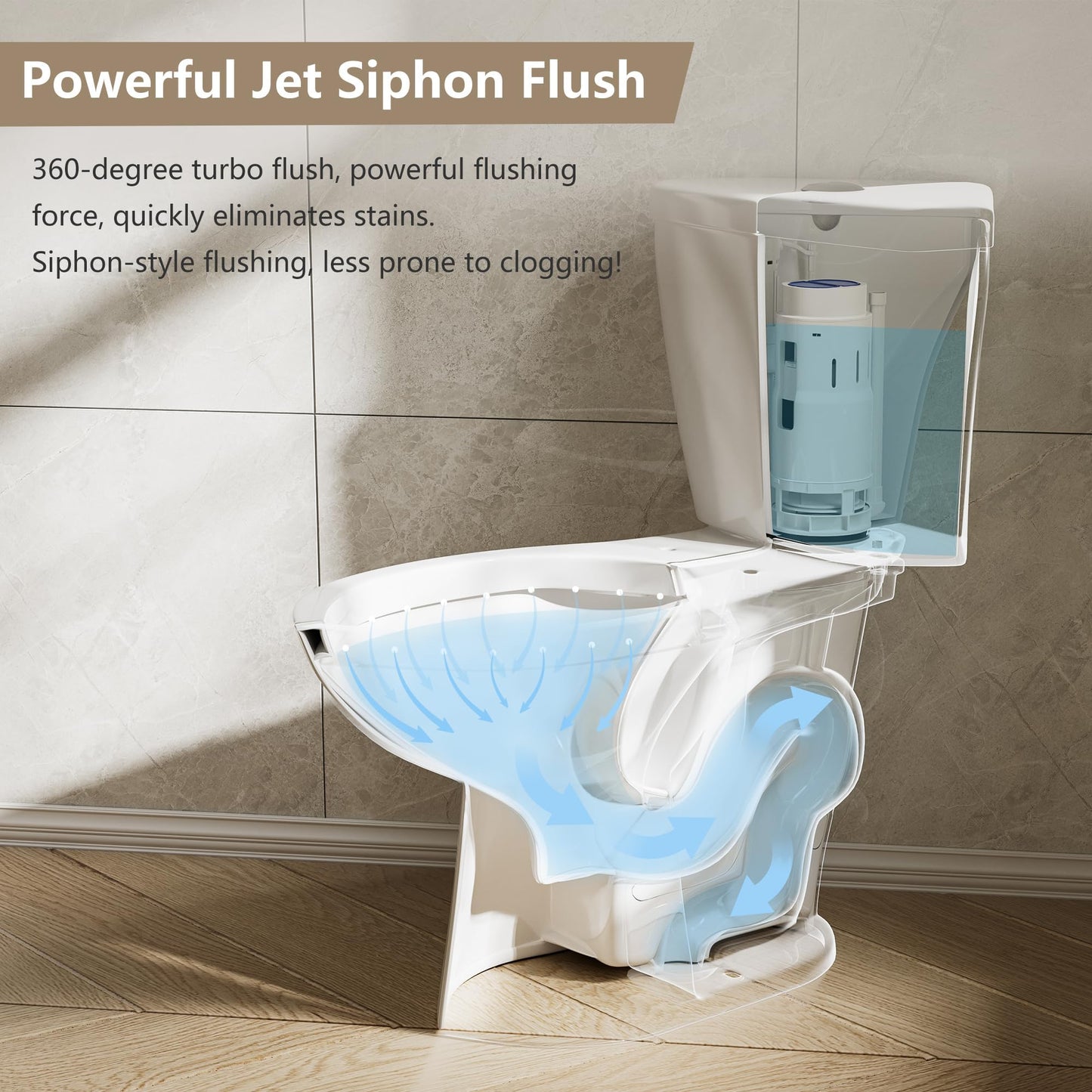 SUPERFLO 17.2" Corner Toilet Elongated, Compact Two-piece Toilets with Comfort Height Toilet Bowl & Slow Close Seat, Small Toilets For Small Bathroom-Dual Flush 0.8/1.28 GPF