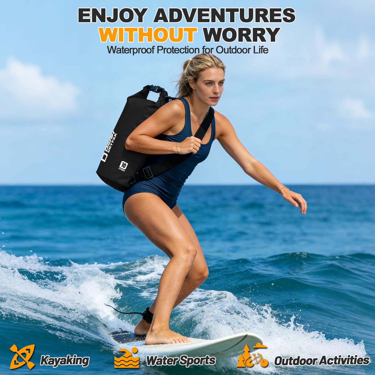 Waterproof Dry Bag, 5L/10L/20L/30L/40L Roll Top Lightweight Storage Backpack with Phone Case for Women & Men, Floating Waterproof Sack for Travel, Swimming, Kayaking, Paddle Board, Camping & Beach