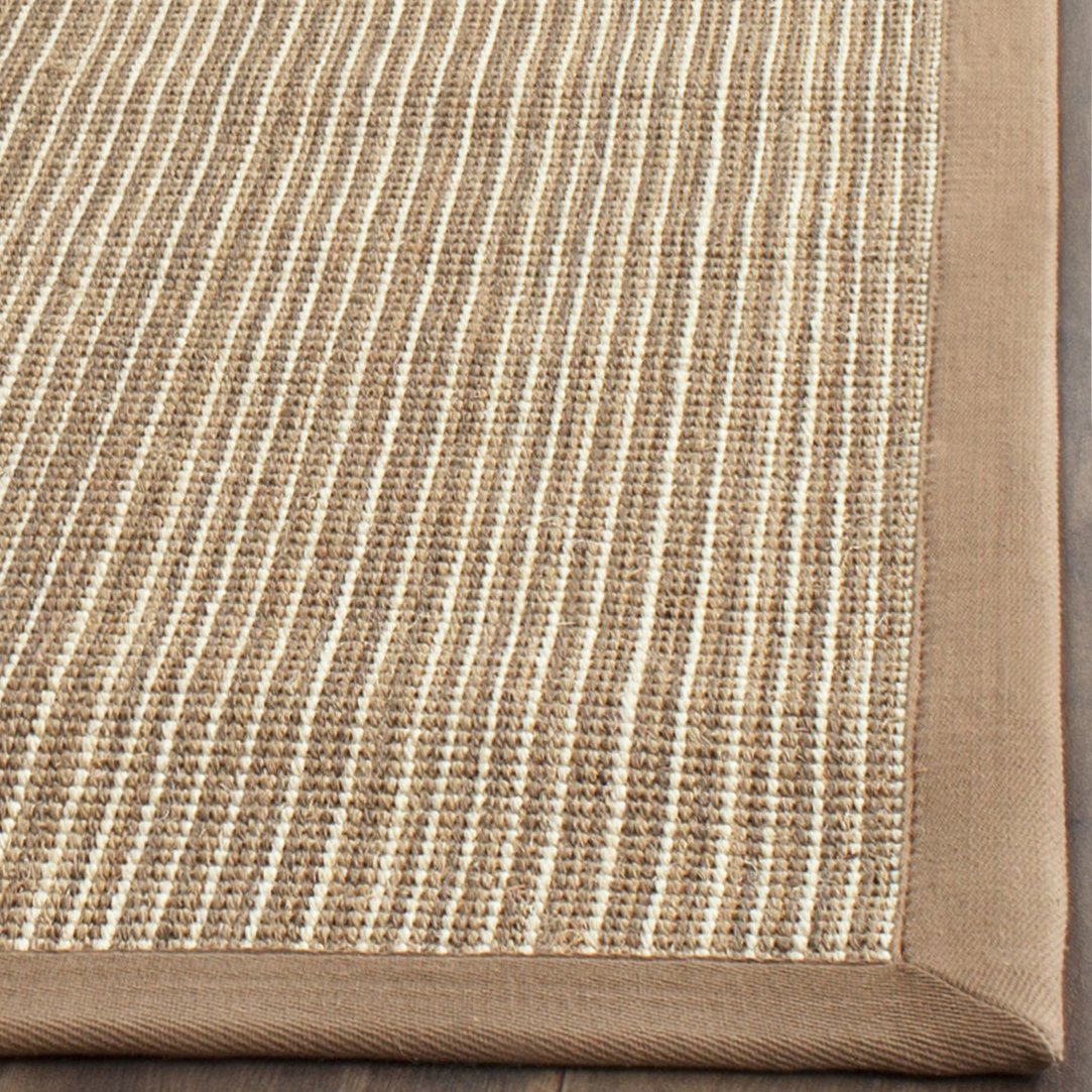 SAFAVIEH Natural Fiber Collection Runner Rug - 2' x 6', Tan & Tan, Border Stripe Sisal Design, Easy Care, Ideal for High Traffic Areas in Living Room, Bedroom (NF442D)
