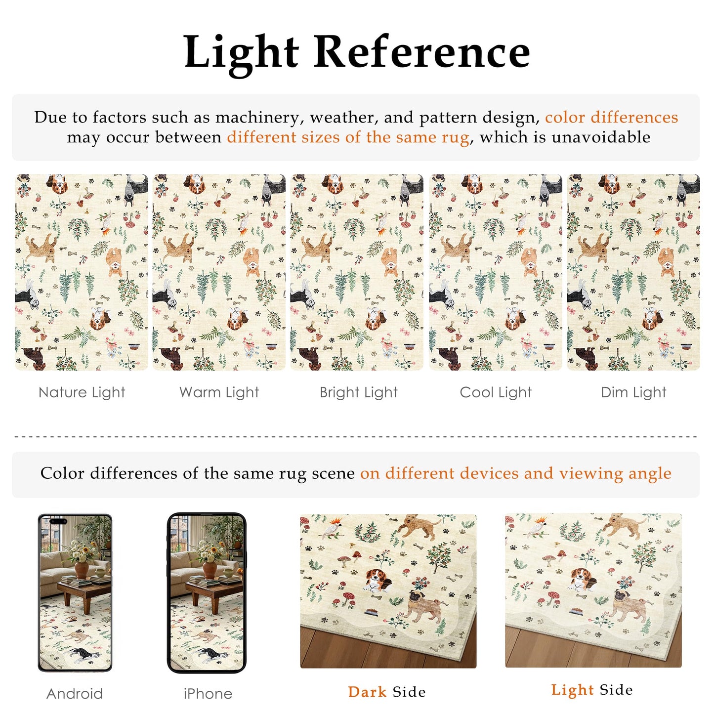PureCozy 4x6 Entryway Area Rug Washable Floral Animal Office Carpet Non Slip Low Pile Stain Resistant Door Mat Soft Beige Dog Printed Throw Floor Cover for Kitchen Bedroom Living Dining Room