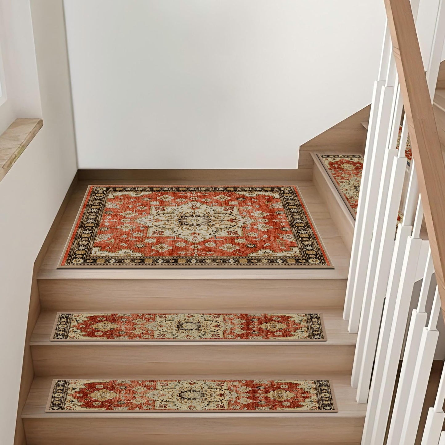 Non-Slip Stair Treads for Wooden Steps 15pcs,8"x30" Stair Carpet Treads for Indoor Use,Peel and Stick Stair Runners,Washable Reusable Adhesive Backing,Pet-Friendly Stair Capet for Kids,Elders,Dogs