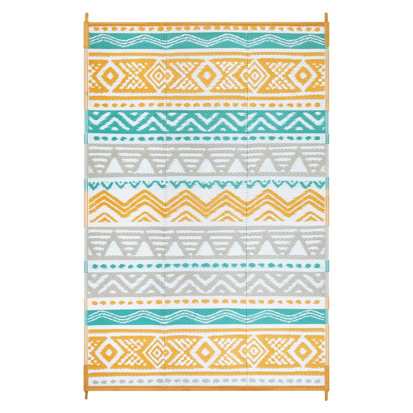 Lahome Waterproof Outdoor Rug 6x9, Reversible Outdoor Plastic Straw Rug for Camping, Large RV Outdoor Patio Rug, Outdoor Rugs Carpet for Porch Deck Backyard Balcony Picnic(Blue/Yellow,6'x 9')