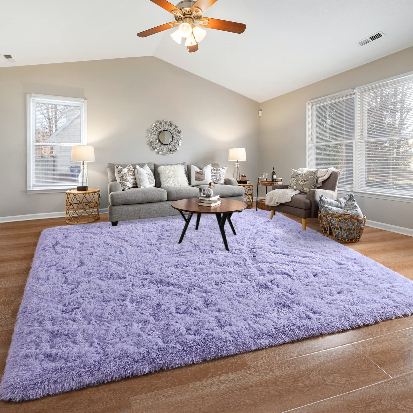Pettop Fluffy Lavender Purple Area Rug for Bedroom Living Room, 4x6 Feet Soft Plush Fuzzy Rugs for Girls Kids Boys, Non-Slip and Washable Rug for Nursery Classroom, Carpet for Rooms Decor