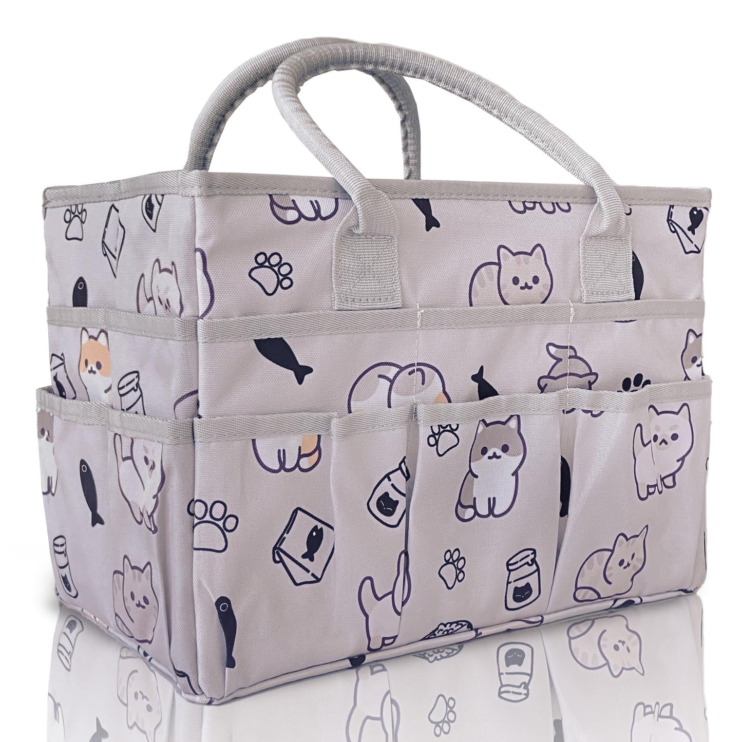 Cupohus Craft Organizer Tote Bag – Art Organizer, Craft Caddy with Multiple Pockets, Large Capacity Supply Storage Bag for Sewing, Knitting, Painting, and Travel (Pet Prints)