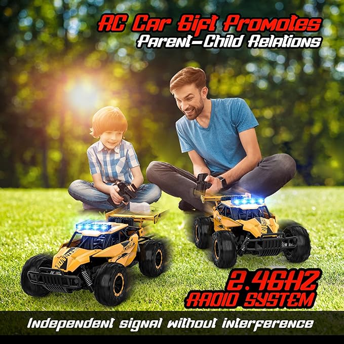BLUEJAY Remote Control Car for Boys RC Cars 1:12 Monster RC Truck Off Road with LED Headlight and Rechargeable Battery Gifts for Adults Boys 8-12