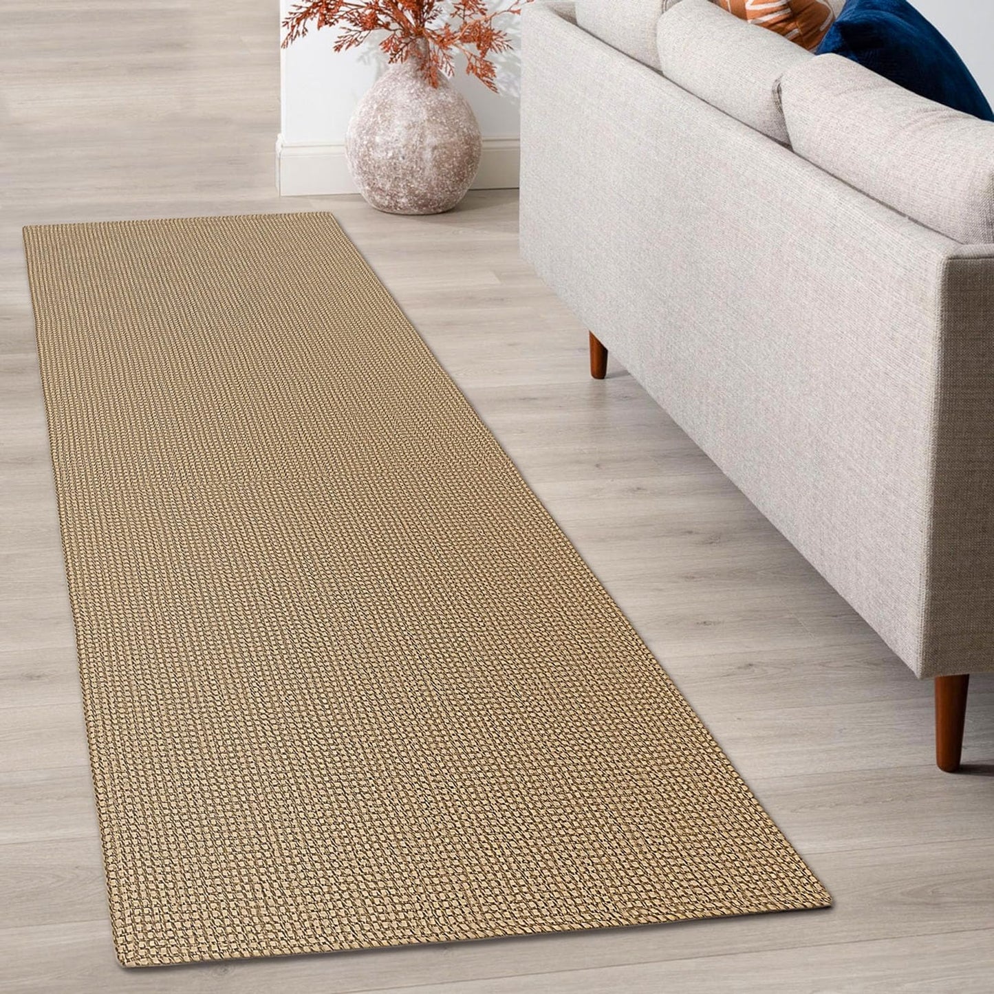 EARTHALL 2 PCS Boho Area Rug Washable Rugs for Entryway Natural, Braided Rubber Backed Throw Rugs Door Mat Indoor Outdoor Entrance, Cotton Woven Carpet for Kitchen Foyer Front Door Living Room