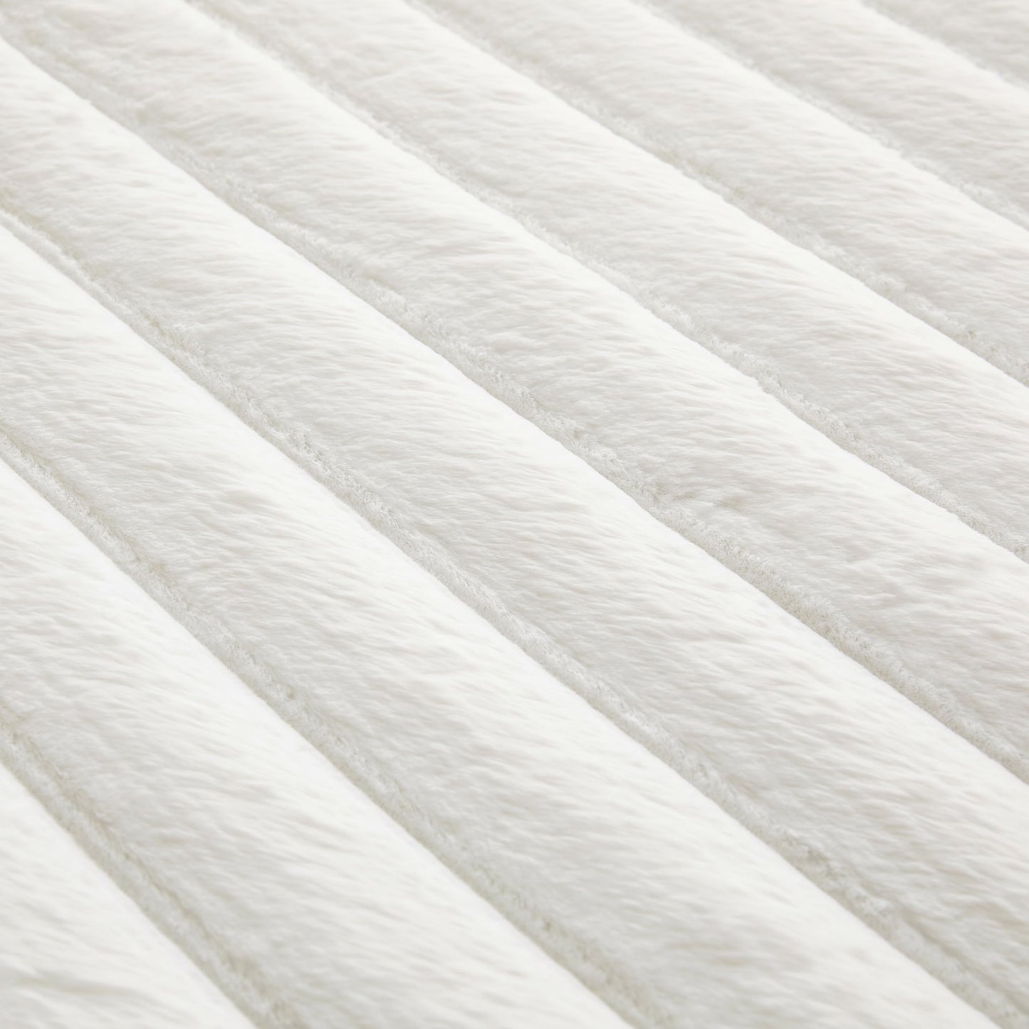 White Rabbit Striped Plush Rug 5'x7', Fluffy Faux Fur Shaggy Area Rug for Nursery, Kids Room Decor, Soft Fuzzy Carpet for Living Room, Bedroom, Teen Girls Room