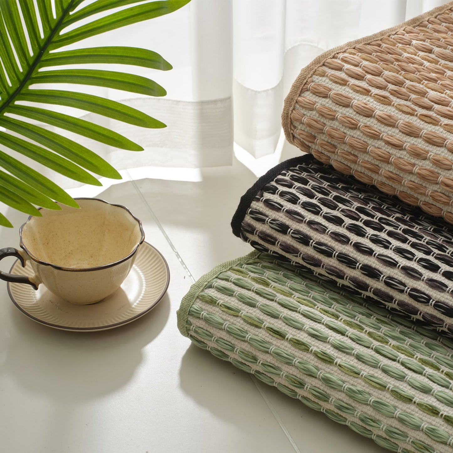 AMOAMI Unique Woven Bath Mat, Super Absorbent Non Slip Bath Mats for Bathroom Floor Textured Bathroom Mat Quick Dry Washable Bath Rug Boho Thin Rugs for Bathroom Beside Tub, 20" x 32", Black