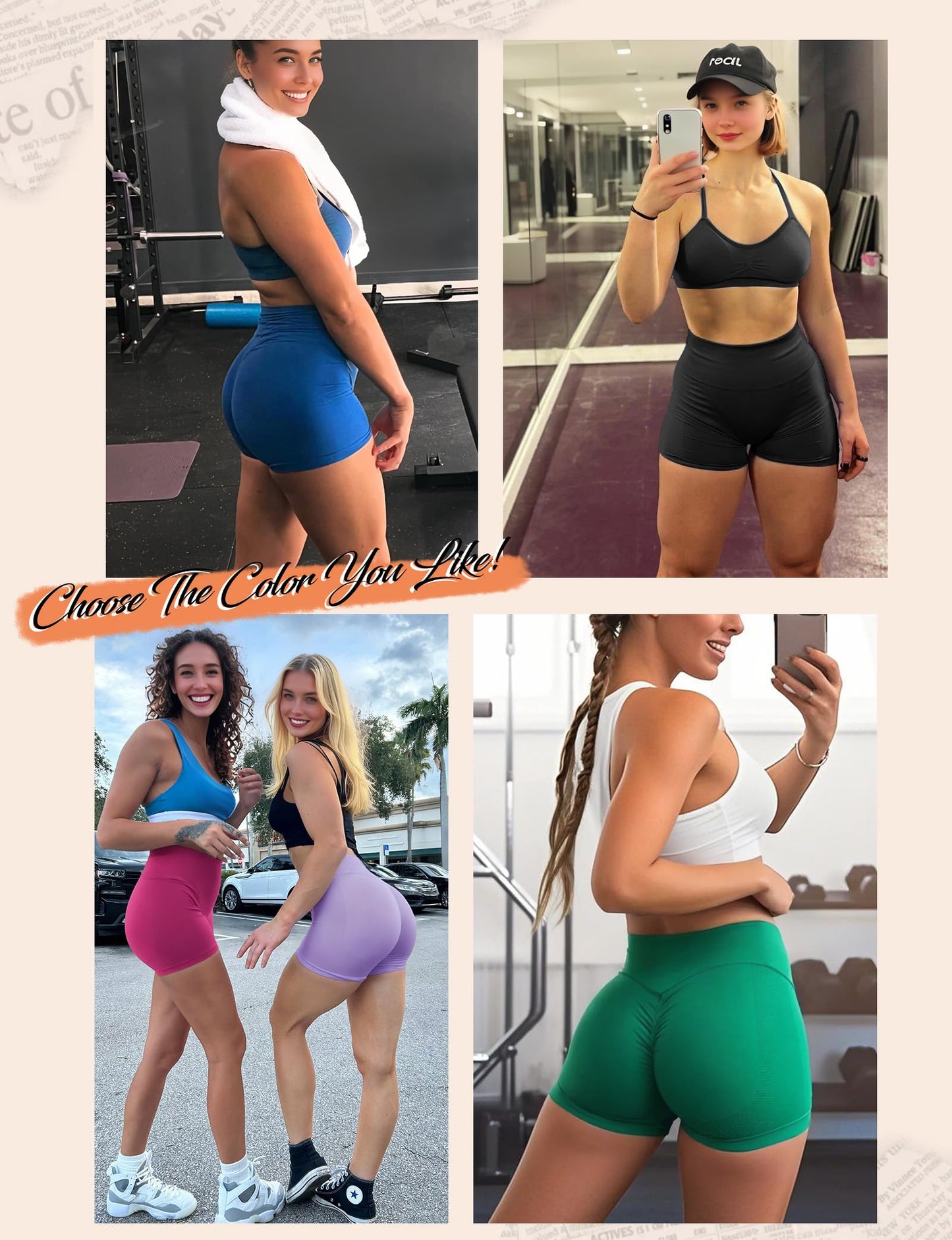 Buauty Women Workout Shorts 3.6" Butt Lifting High-Waisted Seamless Pants Scrunch Booty Athletic Gym Yoga Biker Shorts Black XS