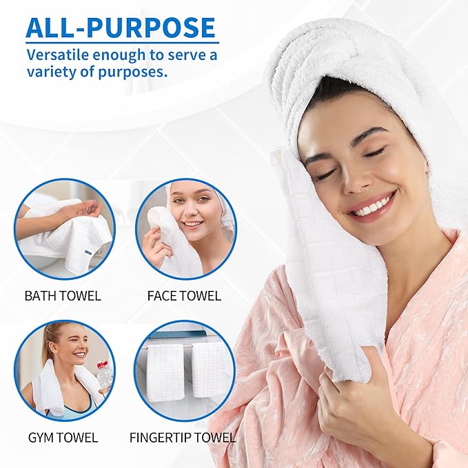 HOMERHYME White Hand Towels, 6 Pack 25''*15'' Microfiber Hand Towels