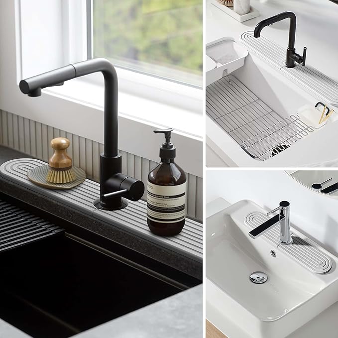 Stone Faucet Mat for Kitchen Sink – Diatomite Fast-Drying Stone Tray, Faucet