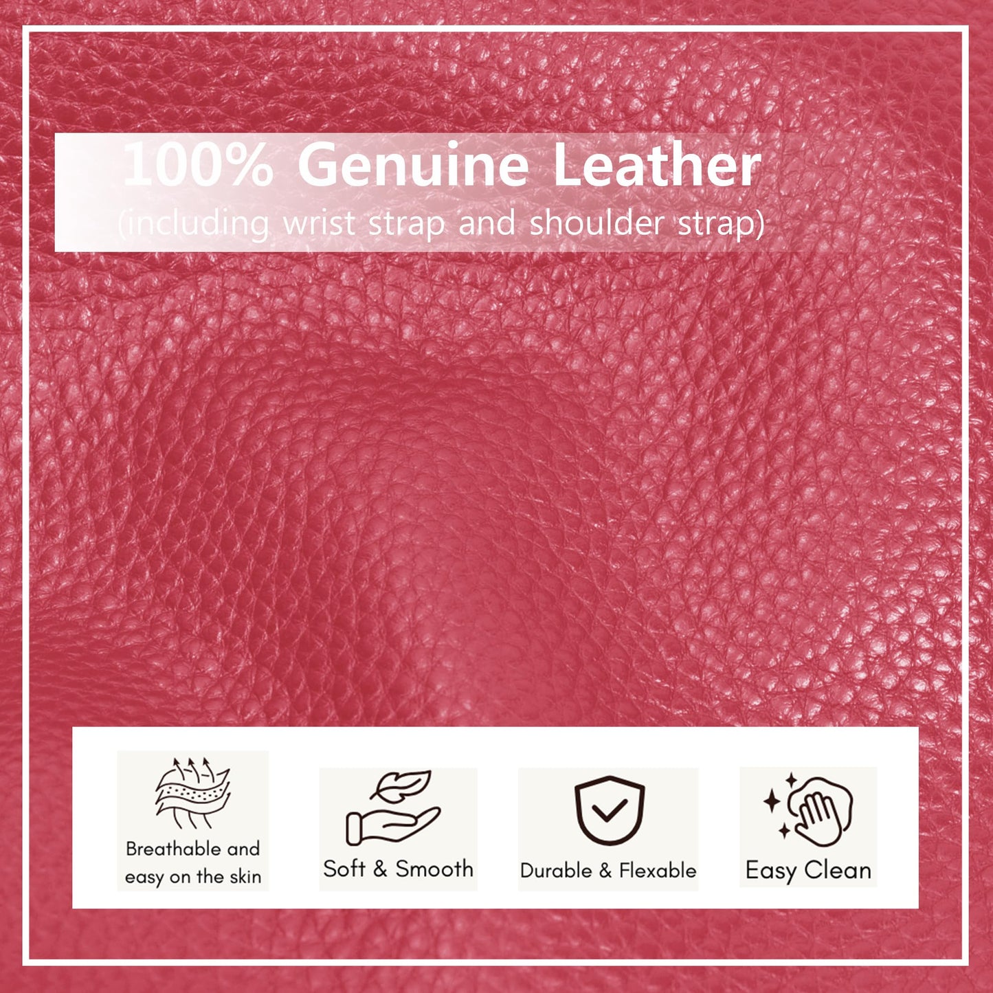 NGIL Women Genuine Leather Crossbody Wristlet, Women's Handbag, Chic Shoulder Bag Small Wristlet Wallet, Golden Accent Zipper (Hot Pink, Medium)