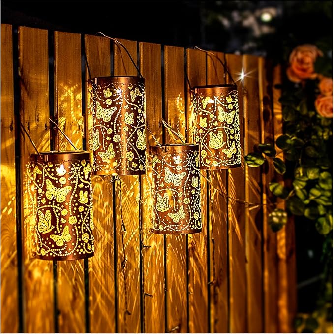 Butterfly Solar Lanterns Outdoor Waterproof Hanging Solar Lights Butterfly Gifts for Women Men Metal Decorative LED Lanterns for Garden Decor,Yard,Patio,Lawn,Tabletop,Pathway,Landscape