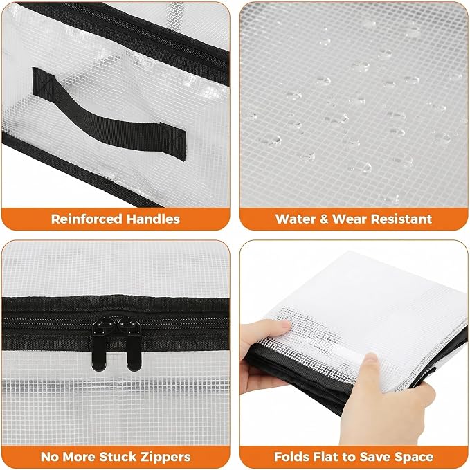 1 Pack Clear Storage Bags, PVC Foldable Blanket Storage Bags with Zipper & Handles for Sheet Organizers and Storage Closet Clothing Sweater Comforter Bedding Pillow (28.7x13.7x14.5 Inch)