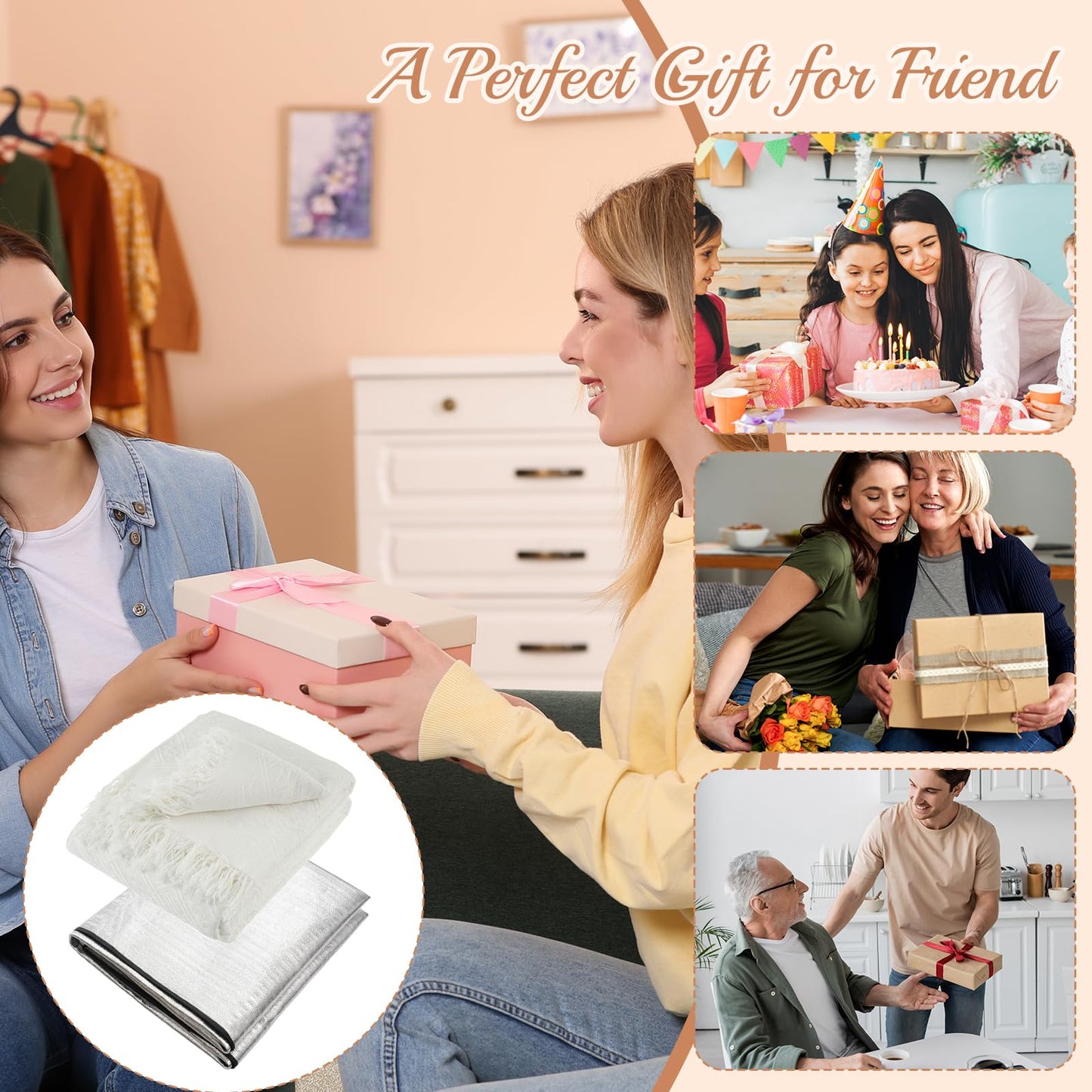 91x71 In Extra Large Outdoor Picnic Blanket with 94x79 In Waterproof Mat, Oversize Woven Cotton Yarn Beach Blanket with Fringe, Machine Washable Portable for Spring Summer Camping Beach Park (White)