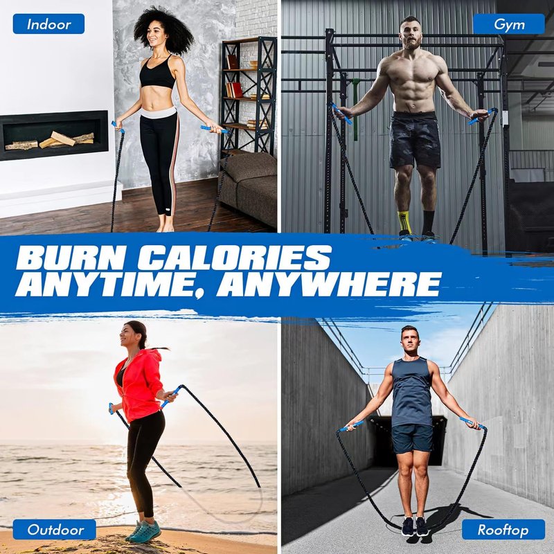 Ayombo Jump Rope, Home Gym Weighted Jump Rope, 1.5lb Heavy Jumprope for Men Women, Workout Equipment Accessories for Exercise,Improve Speed and Training Muscle, Full Body Exercise at Home